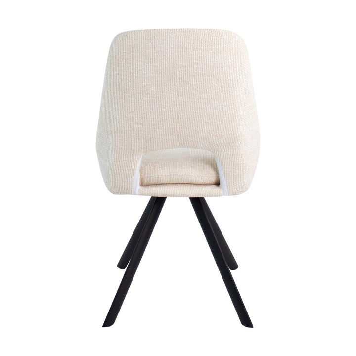 Chaise de salle à manger contemporaine en velours Chenille crème | NOVA - Designix