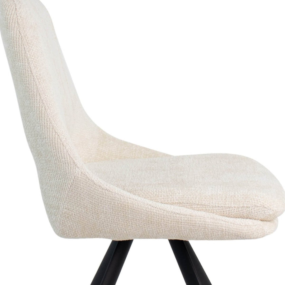 Chaise de salle à manger contemporaine en velours Chenille crème | NOVA - Designix