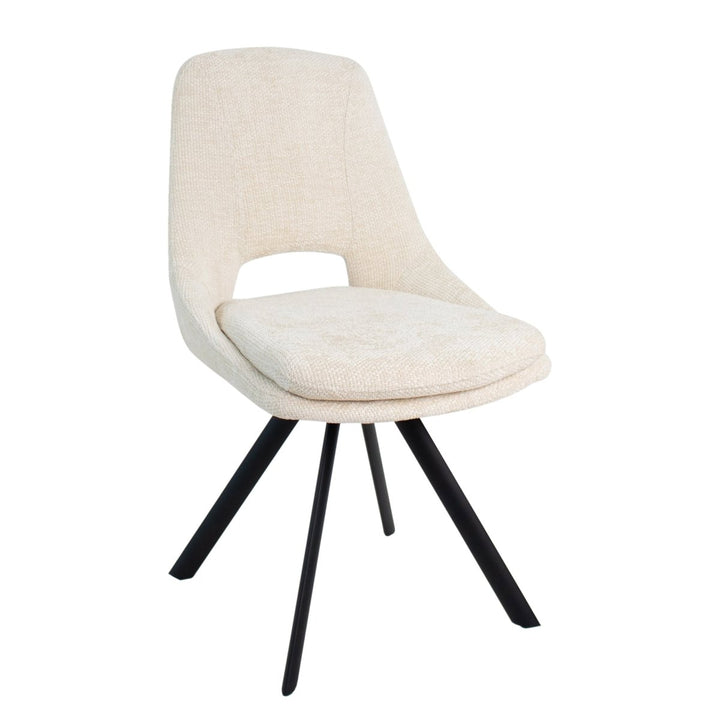 Chaise de salle à manger contemporaine en velours Chenille crème | NOVA - Designix
