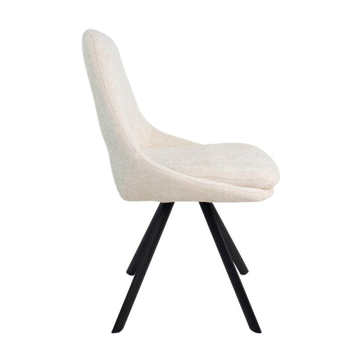 Chaise de salle à manger contemporaine en velours Chenille crème | NOVA - Designix