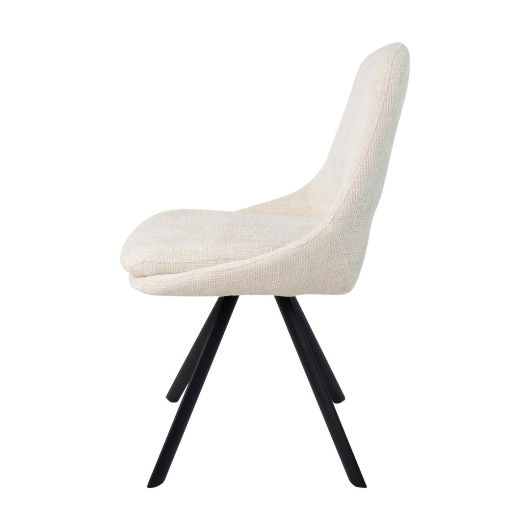 Chaise de salle à manger contemporaine en velours Chenille crème | NOVA - Designix
