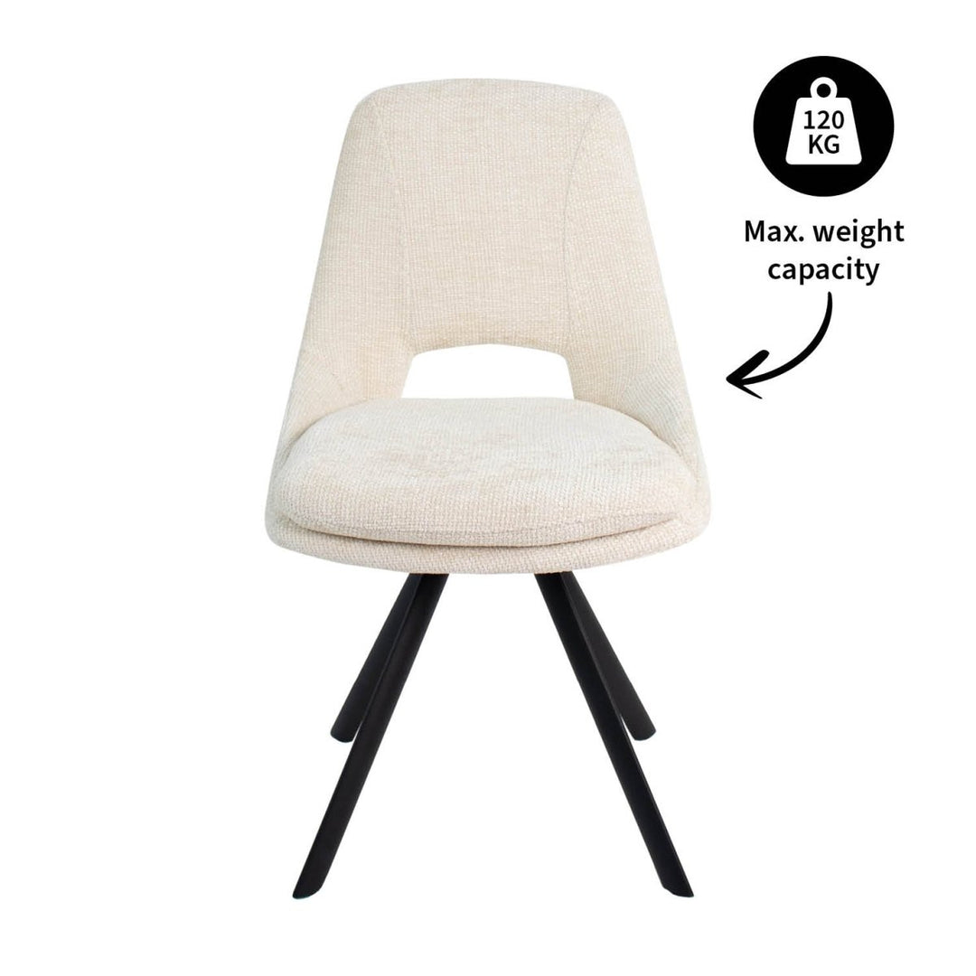 Chaise de salle à manger contemporaine en velours Chenille crème | NOVA - Designix