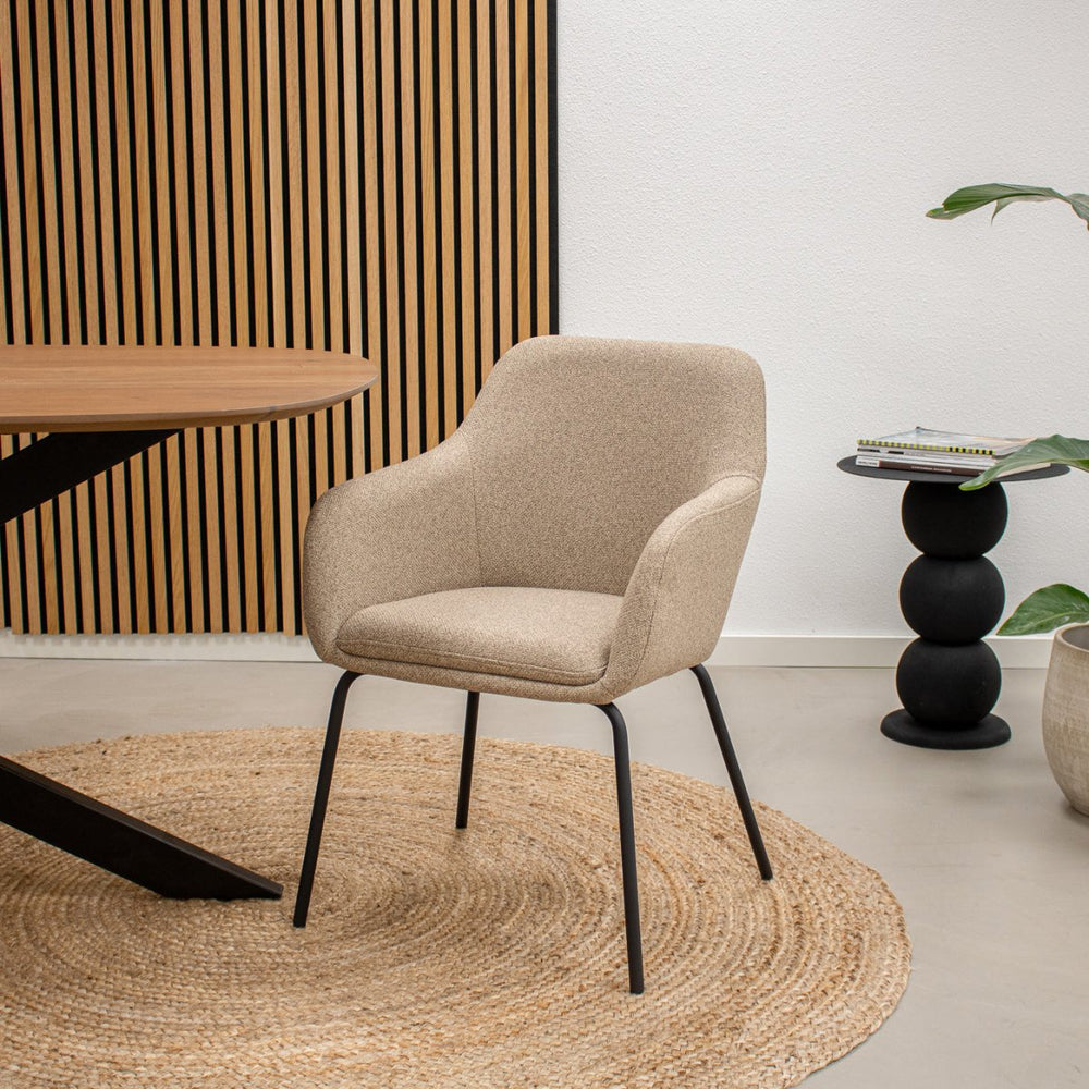 Chaise de Salle À Manger Daan Beige Confort Moderne Tissu Texturé | LUMA - Designix