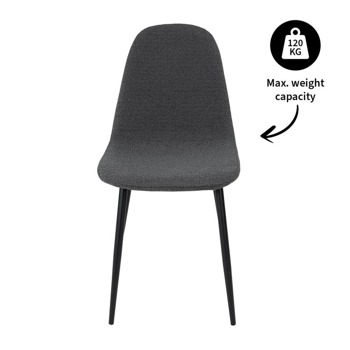 Chaise de salle à manger en bouclé gris foncé au design moderne | MEES - Designix