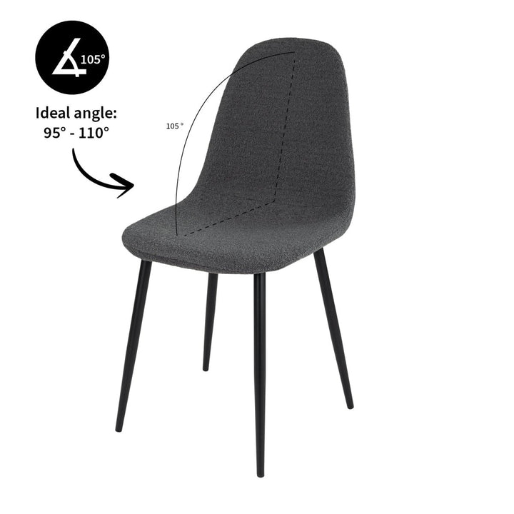 Chaise de salle à manger en bouclé gris foncé au design moderne | MEES - Designix