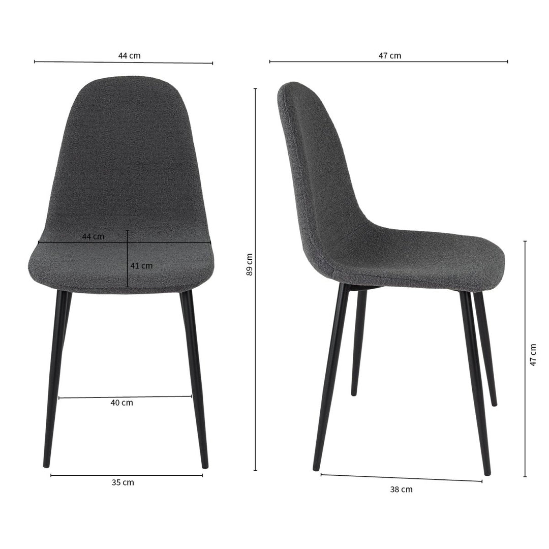 Chaise de salle à manger en bouclé gris foncé au design moderne | MEES - Designix