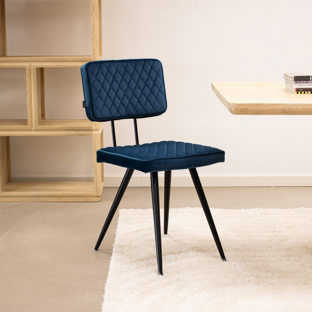 Chaise De Salle À Manger En Velours Bleu Foncé Luxe Confort Moderne | NOVA - Designix