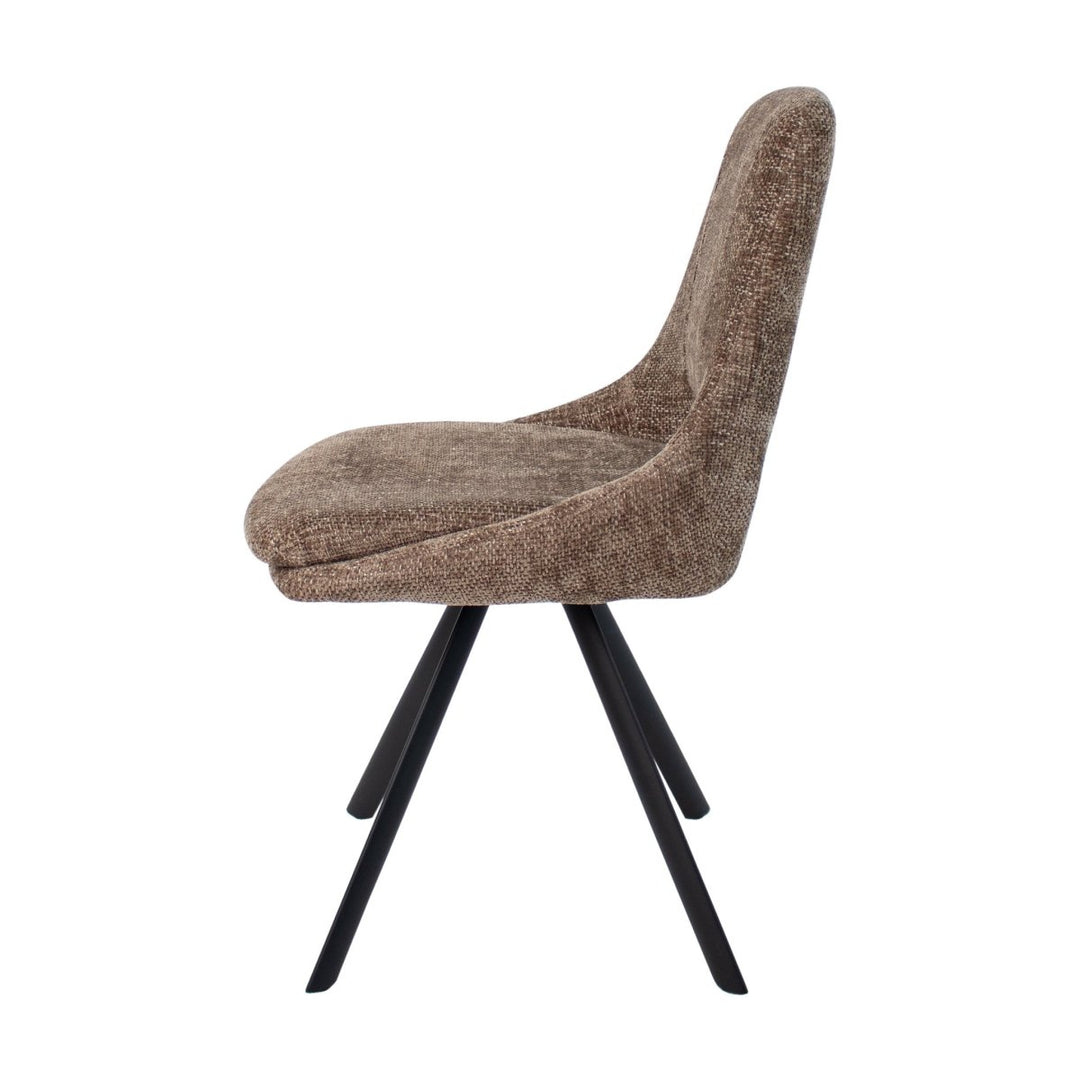 Chaise De Salle À Manger En Velours Chenille Avec Cadre Métal Noir | REVO - Designix