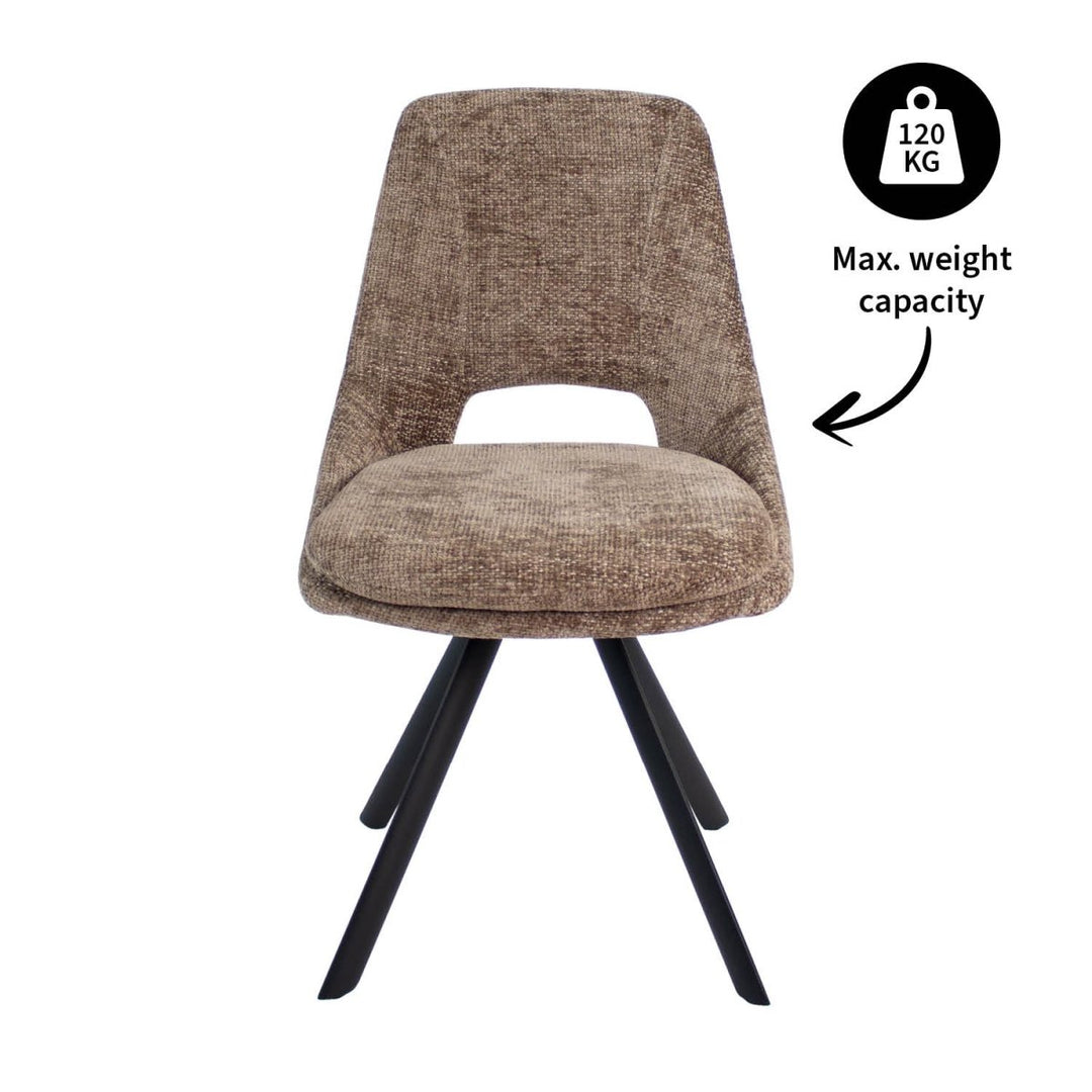 Chaise De Salle À Manger En Velours Chenille Avec Cadre Métal Noir | REVO - Designix