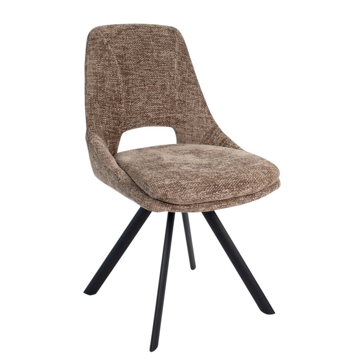 Chaise De Salle À Manger En Velours Chenille Avec Cadre Métal Noir | REVO - Designix