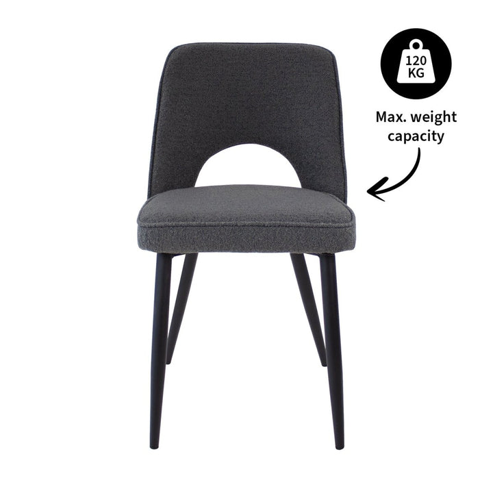 Chaise De Salle À Manger Gris Foncé Moderne Bouclé Confortable | AURA - Designix