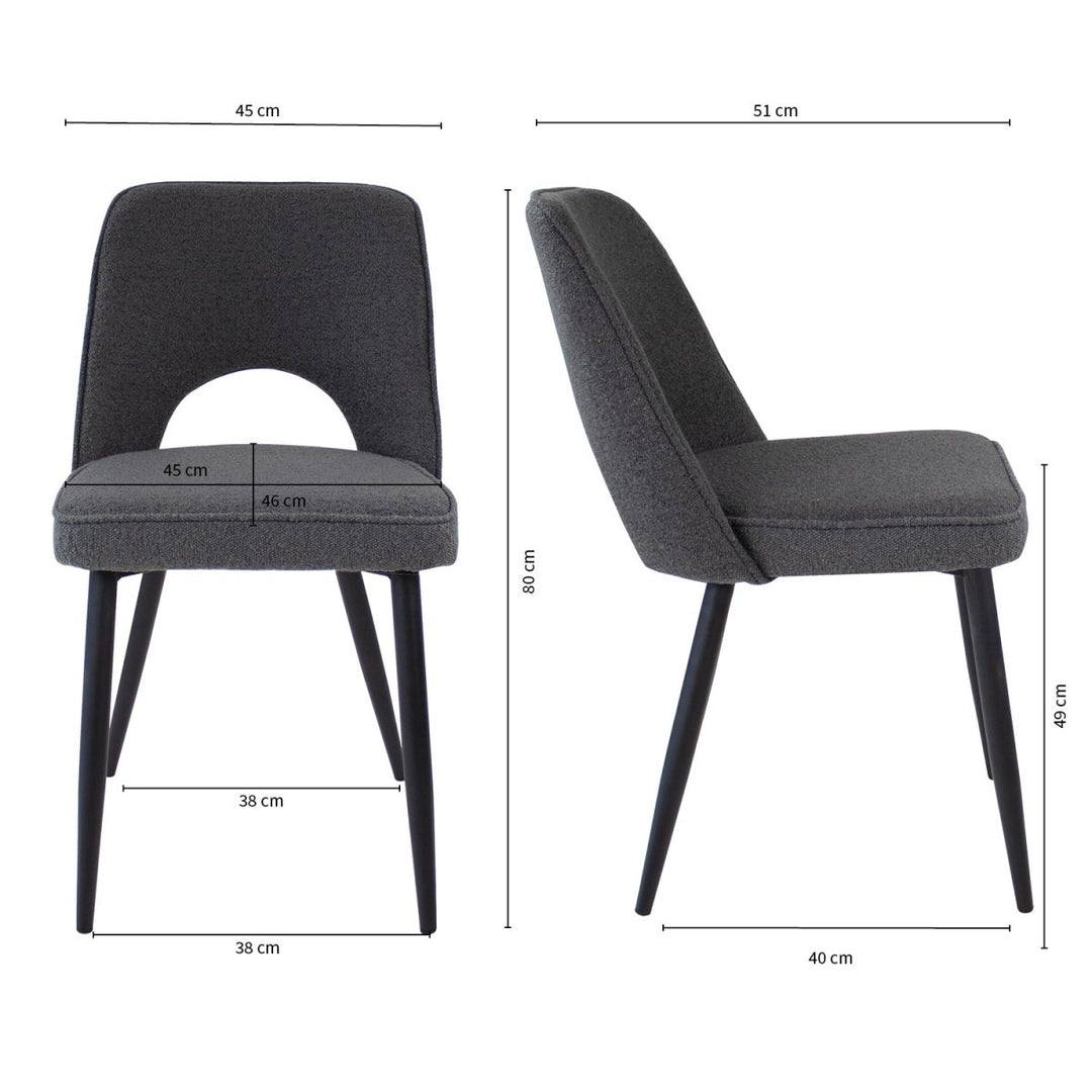 Chaise De Salle À Manger Gris Foncé Moderne Bouclé Confortable | AURA - Designix