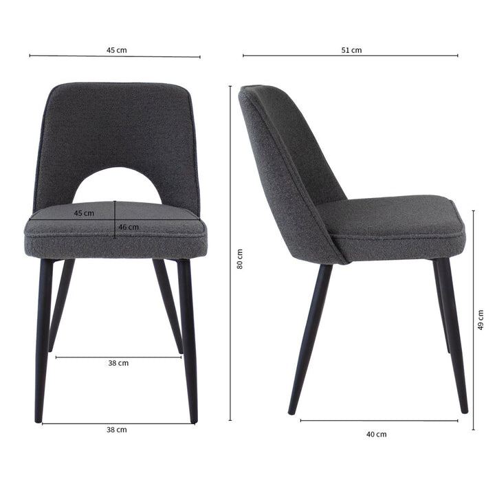 Chaise De Salle À Manger Gris Foncé Moderne Bouclé Confortable | AURA - Designix