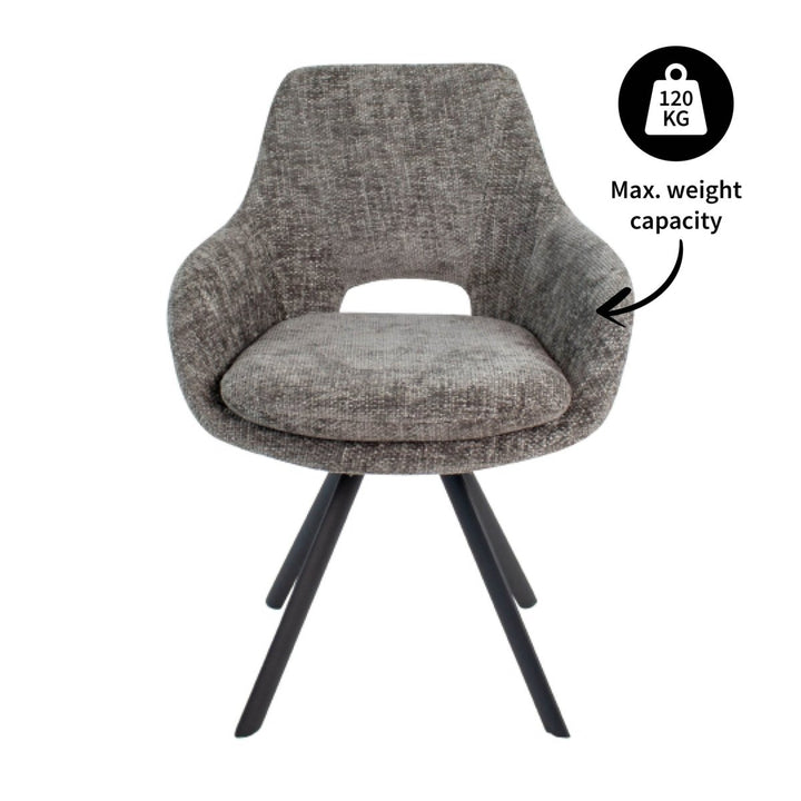 Chaise de Salle à Manger Grise Chenille | LUMA - Designix