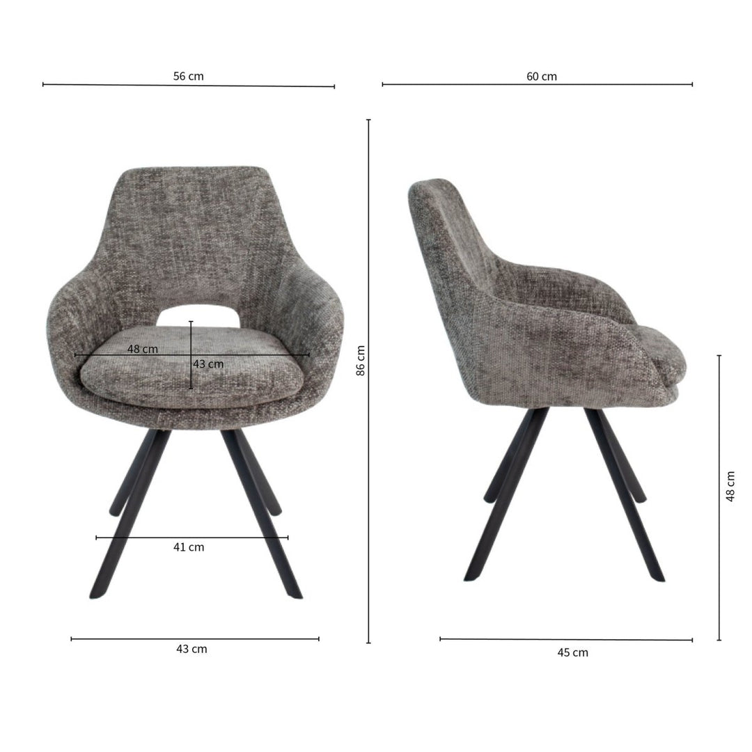 Chaise de Salle à Manger Grise Chenille | LUMA - Designix