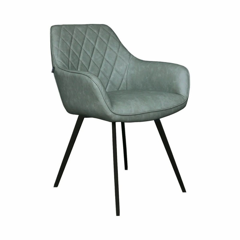 Chaise de salle à manger Karl Vert PU cuir et métal | NOVA