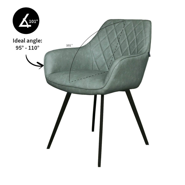 Chaise de salle à manger Karl Vert PU cuir et métal | NOVA - Designix