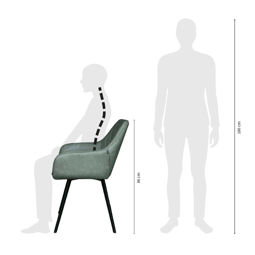 Chaise de salle à manger Karl Vert PU cuir et métal | NOVA - Designix