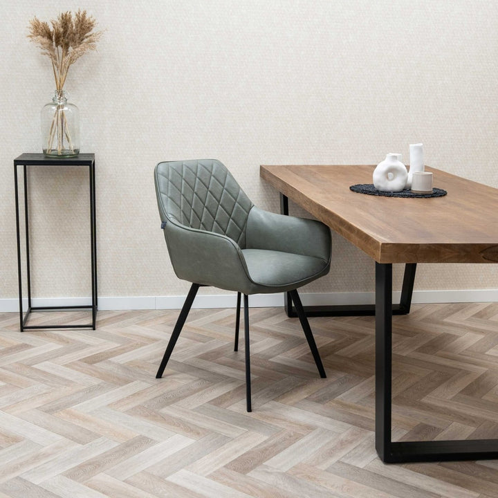 Chaise de salle à manger Karl Vert PU cuir et métal | NOVA - Designix