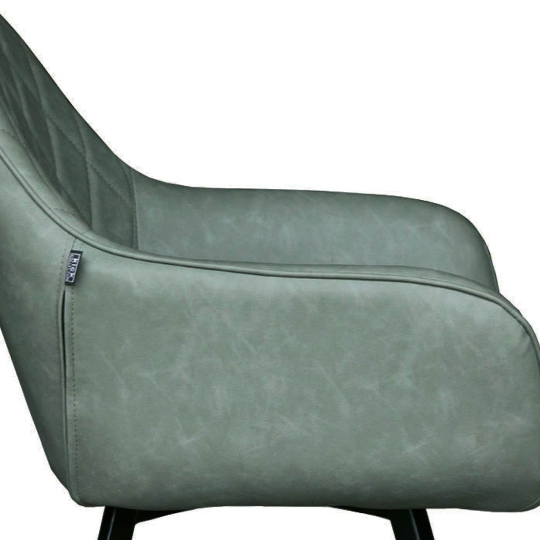 Chaise de salle à manger Karl Vert PU cuir et métal | NOVA - Designix