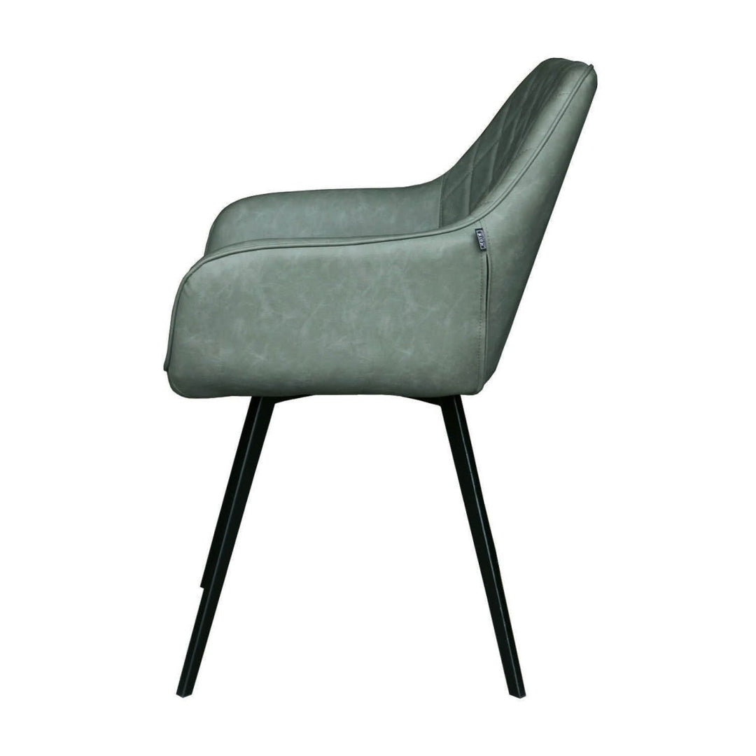 Chaise de salle à manger Karl Vert PU cuir et métal | NOVA - Designix