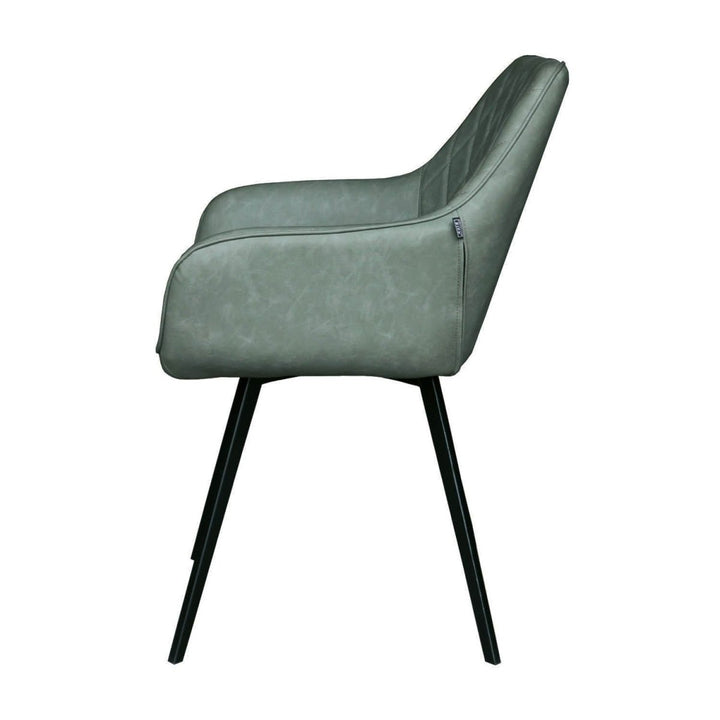 Chaise de salle à manger Karl Vert PU cuir et métal | NOVA - Designix