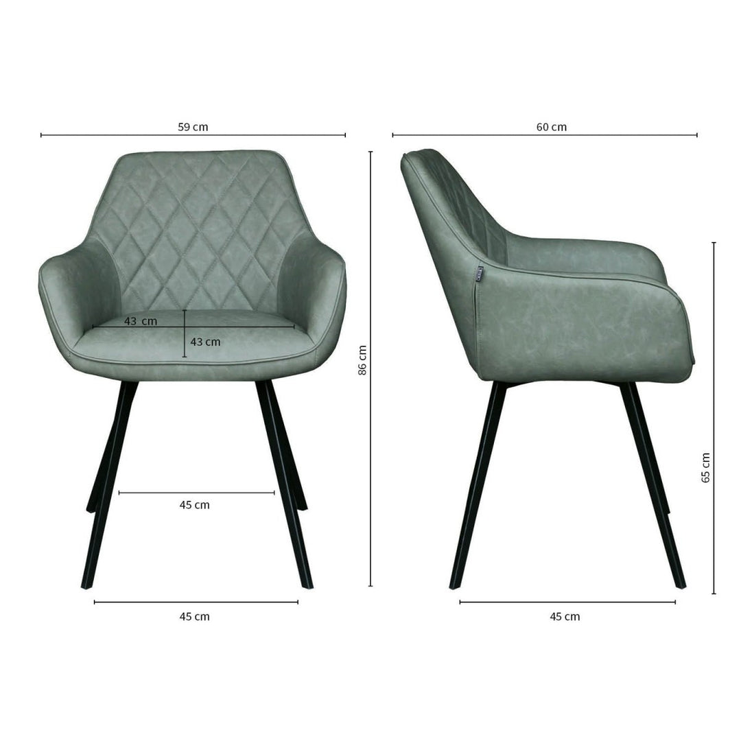 Chaise de salle à manger Karl Vert PU cuir et métal | NOVA - Designix