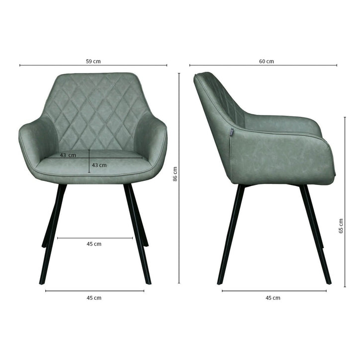 Chaise de salle à manger Karl Vert PU cuir et métal | NOVA - Designix