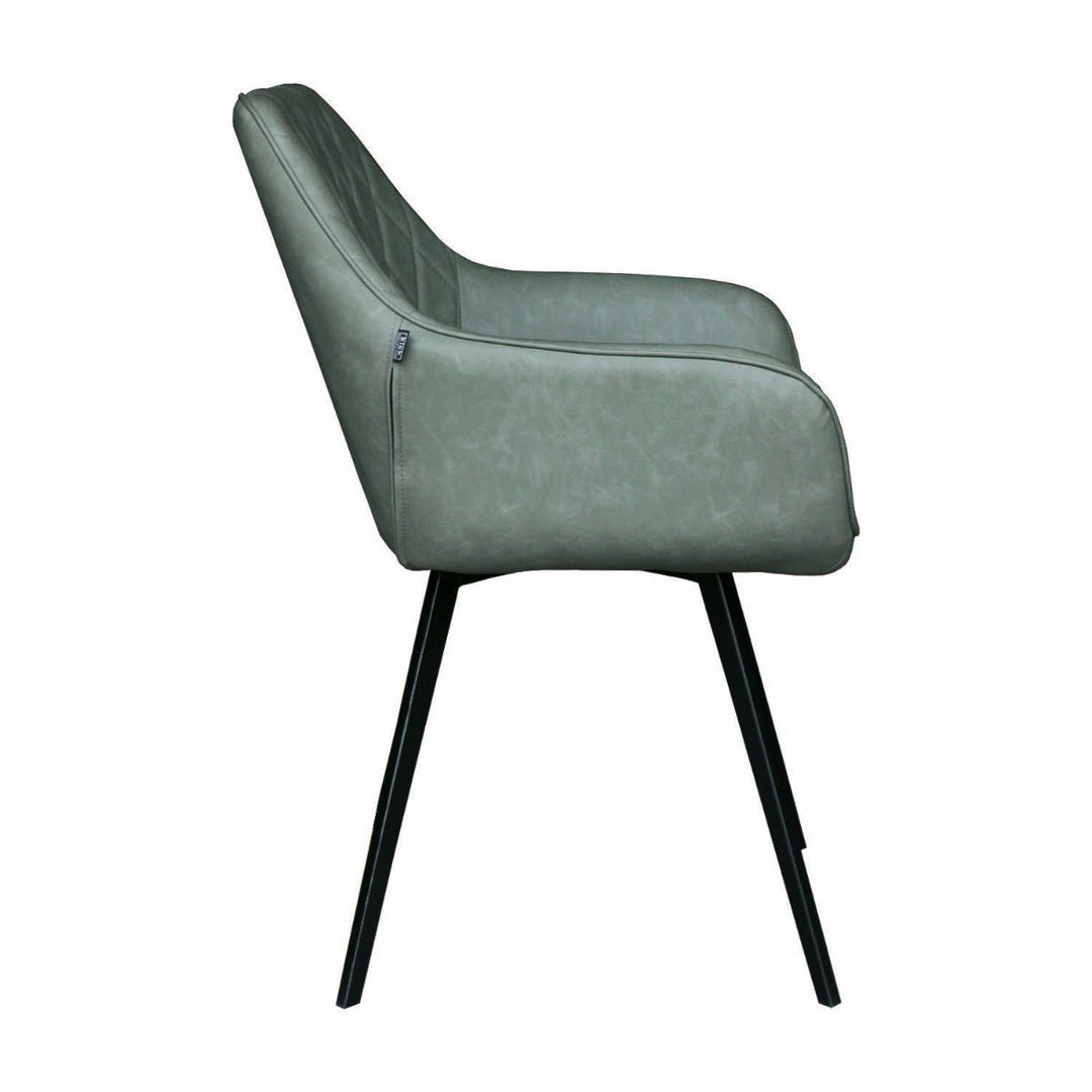 Chaise de salle à manger Karl Vert PU cuir et métal | NOVA - Designix