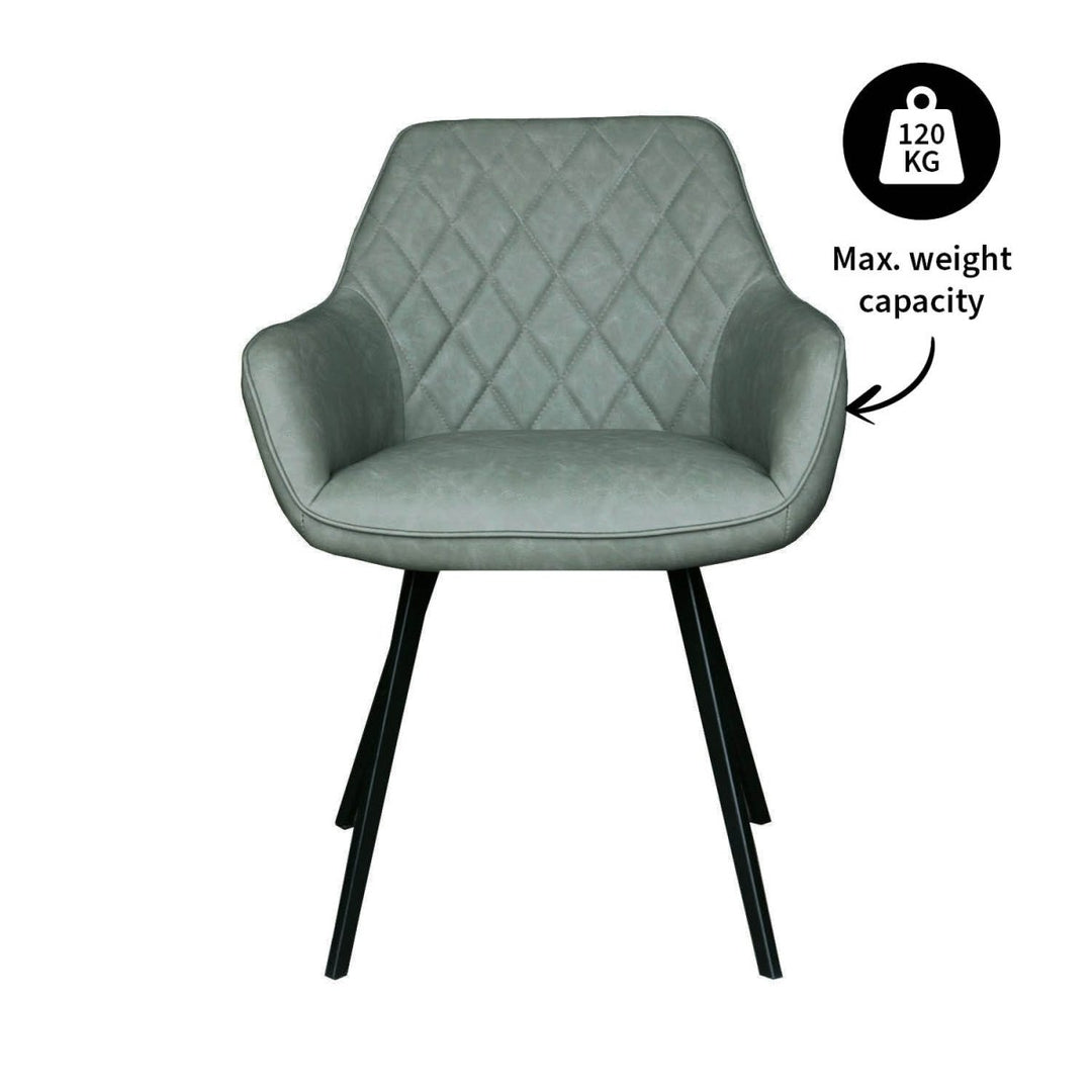 Chaise de salle à manger Karl Vert PU cuir et métal | NOVA - Designix