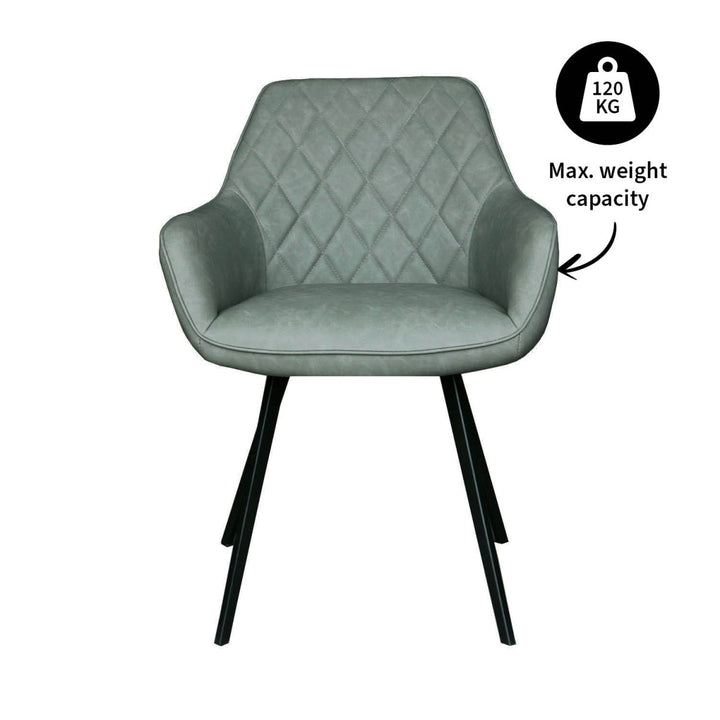 Chaise de salle à manger Karl Vert PU cuir et métal | NOVA - Designix