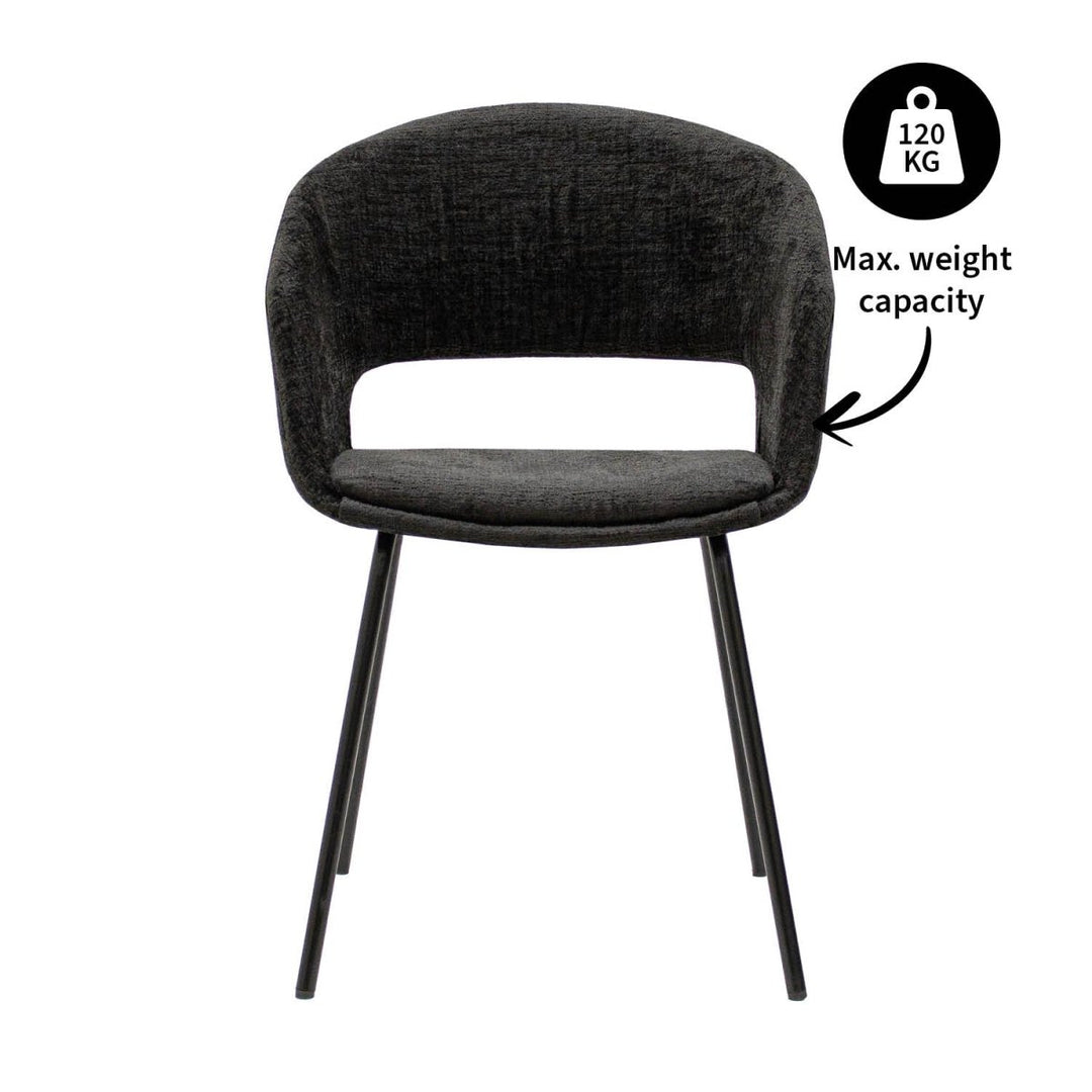 Chaise De Salle À Manger Mette Noir Au Style Contemporain Et Tissu Doux | NOVA - Designix
