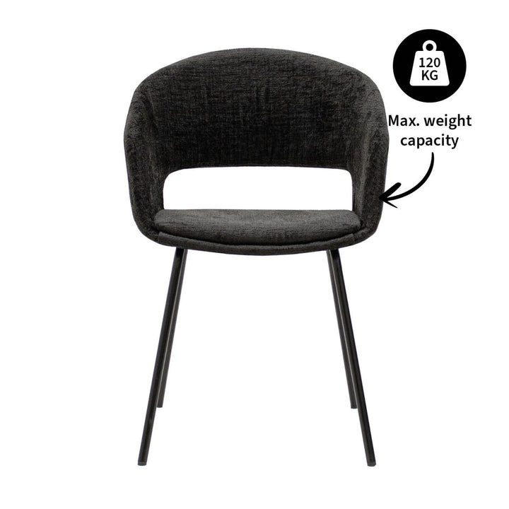 Chaise De Salle À Manger Mette Noir Au Style Contemporain Et Tissu Doux | NOVA - Designix