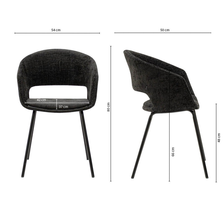 Chaise De Salle À Manger Mette Noir Au Style Contemporain Et Tissu Doux | NOVA - Designix