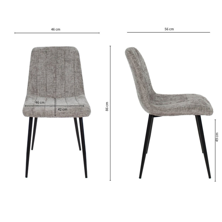 Chaise de salle à manger moderne en chenille gris | NOVA - Designix