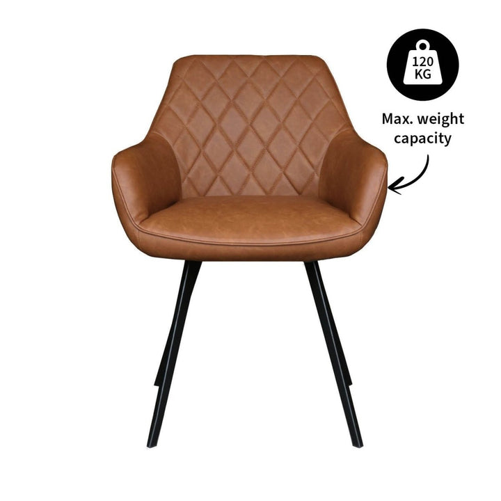 Chaise De Salle À Manger PU Cuir Cognac Confort | LUXA - Designix
