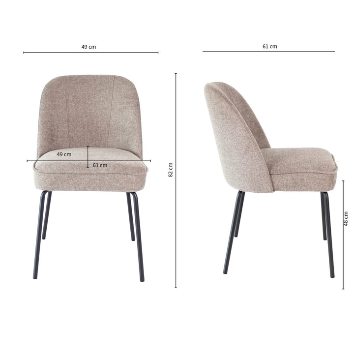 Chaise de Salle à Manger Taupe Confort Rembourrée | NOVA - Designix