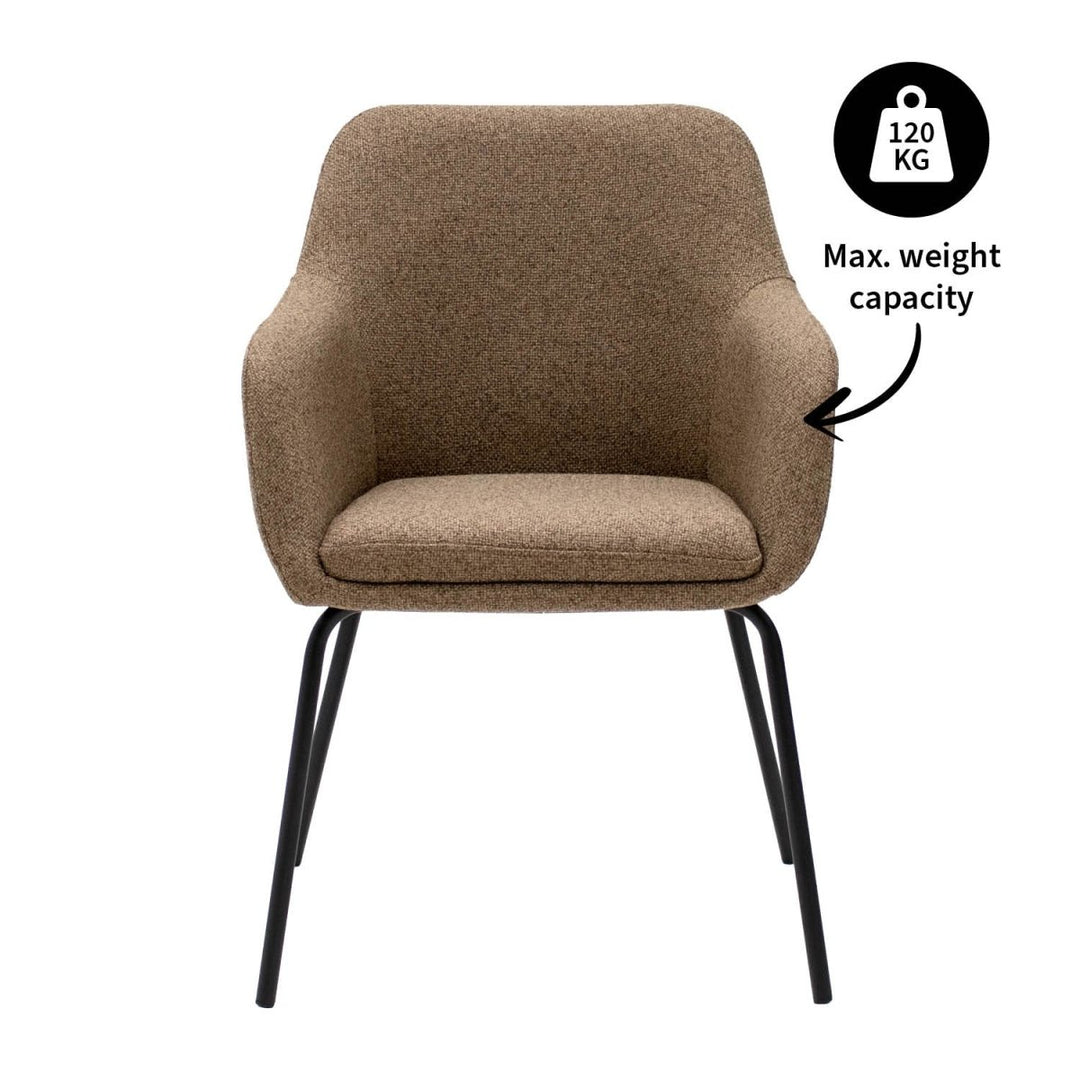 Chaise de Salle à Manger Taupe Confortable Tissu Texturé Métal Moderne | NOVA - Designix