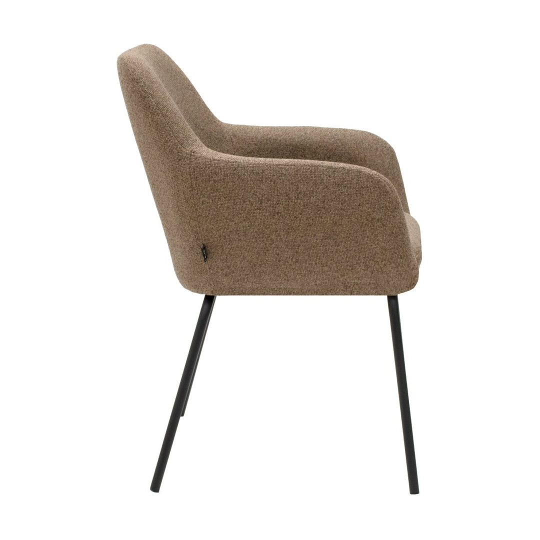 Chaise de Salle à Manger Taupe Confortable Tissu Texturé Métal Moderne | NOVA - Designix