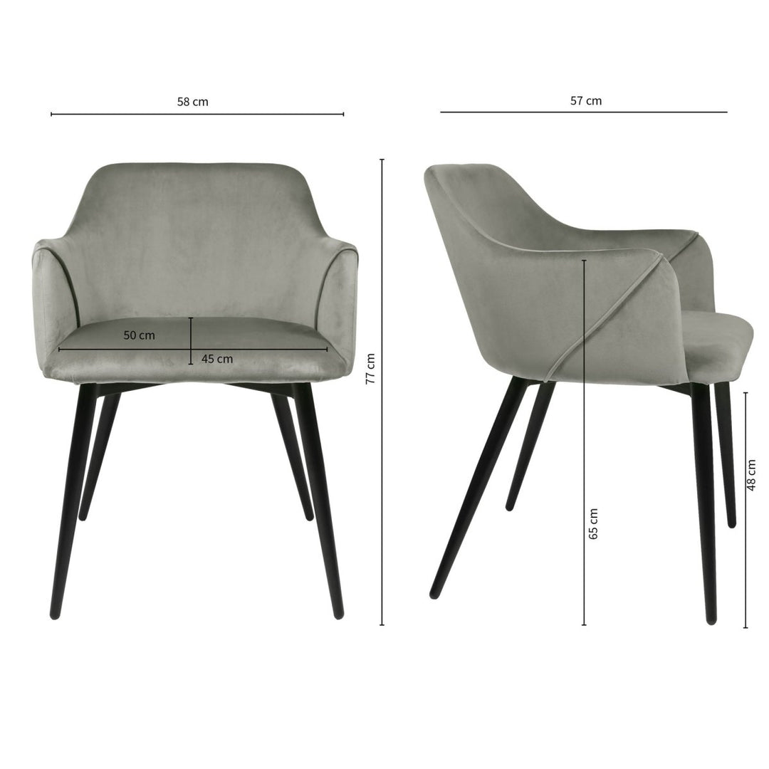 Chaise De Salle À Manger Velours Avec Accoudoirs | LUMA - Designix