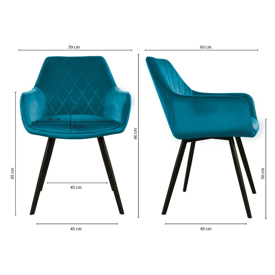 Chaise de Salle à Manger Velours Bleu Moderne | NOVA - Designix