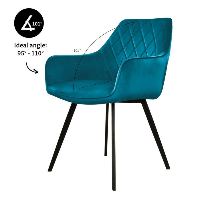 Chaise de Salle à Manger Velours Bleu Moderne | NOVA - Designix