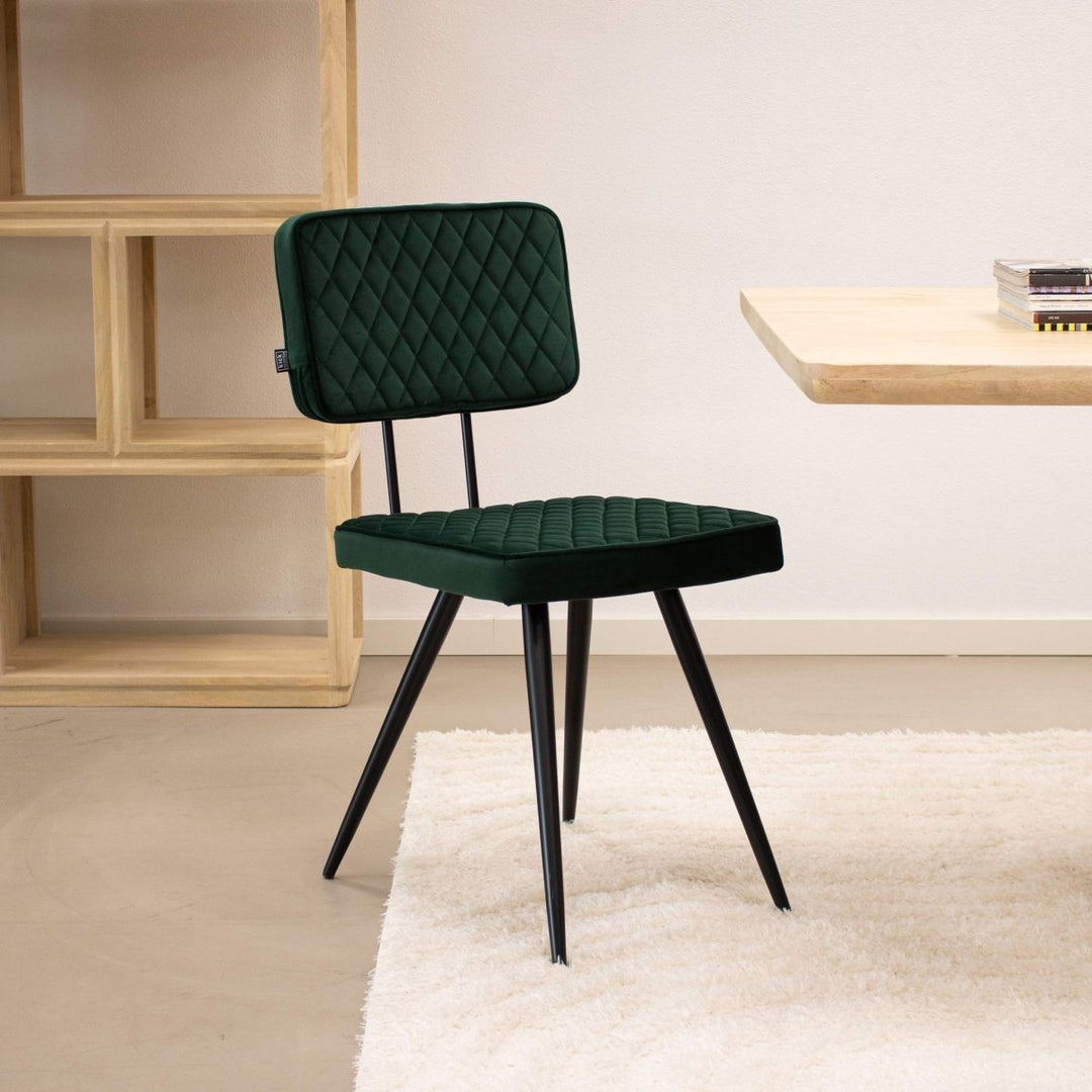Chaise de salle à manger velours capitonné rétro | NOVA - Designix