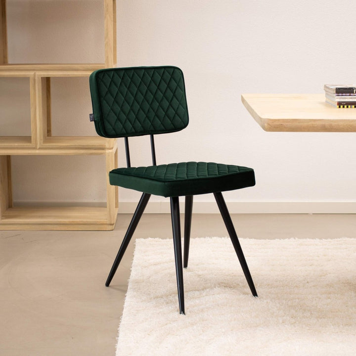 Chaise de salle à manger velours capitonné rétro | NOVA - Designix