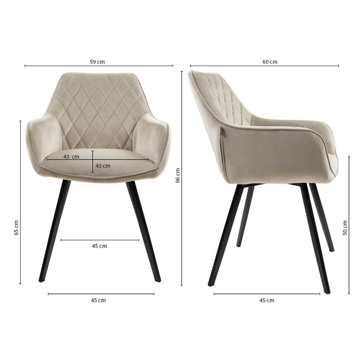 Chaise de Salle à Manger Velours Champagne Confort Design Moderne Durable | VELA - Designix