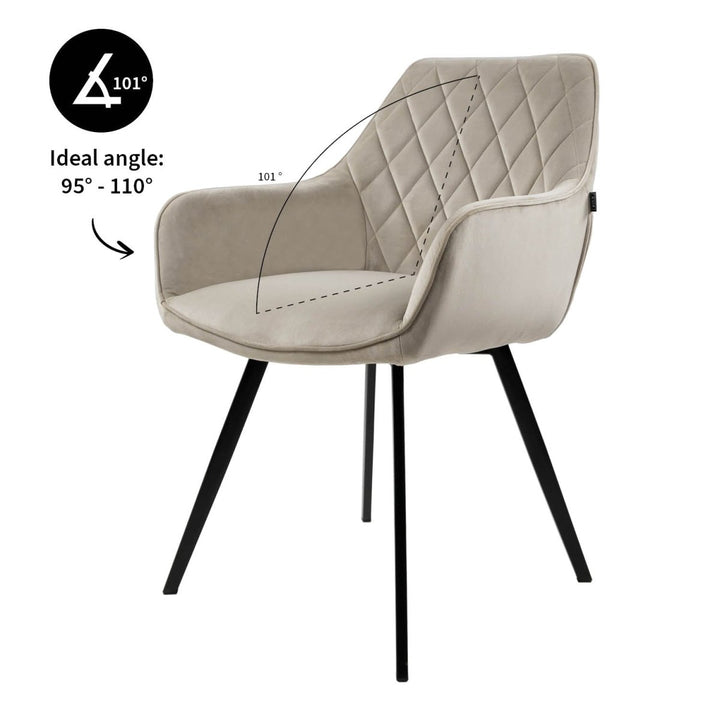 Chaise de Salle à Manger Velours Champagne Confort Design Moderne Durable | VELA - Designix