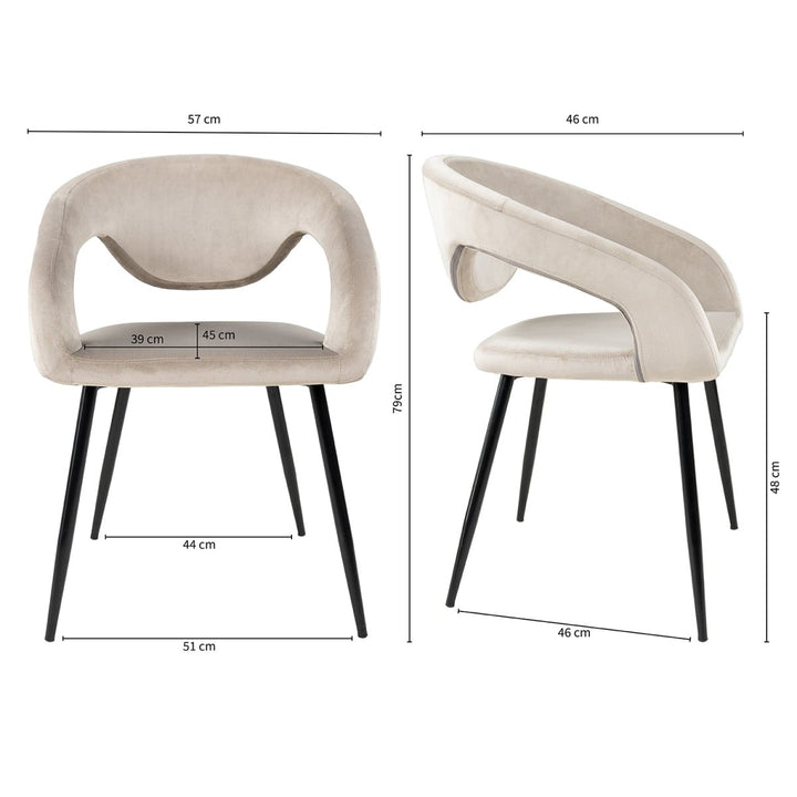 Chaise de Salle à Manger Velours Champagne Confortable | LUXA - Designix