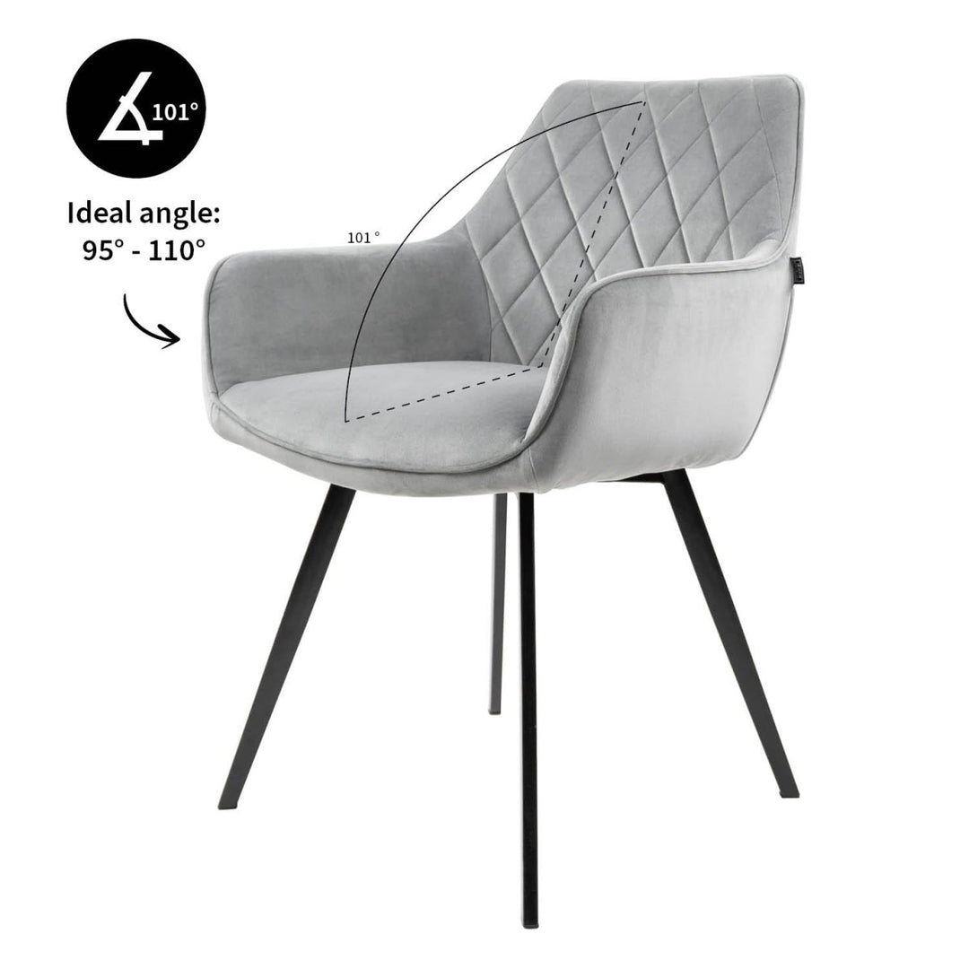 Chaise De Salle À Manger Velours Gris Confort Ergonomique Design Moderne | Weni - Designix