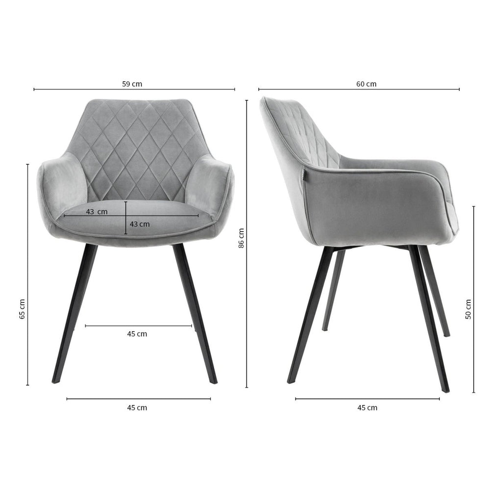 Chaise De Salle À Manger Velours Gris Confort Ergonomique Design Moderne | Weni - Designix