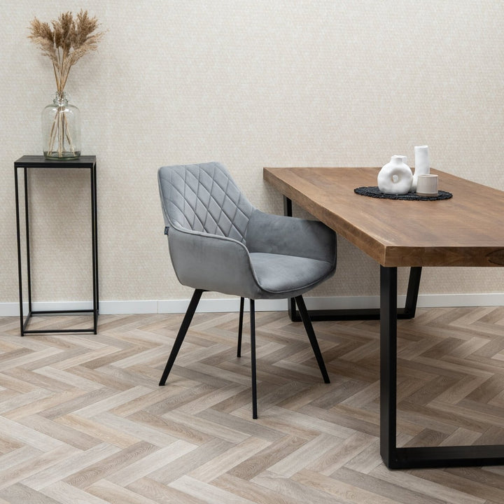 Chaise De Salle À Manger Velours Gris Confort Ergonomique Design Moderne | Weni - Designix